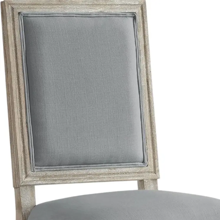 Set of Two Gray and Brown Upholstered Linen Dining Side Chairs