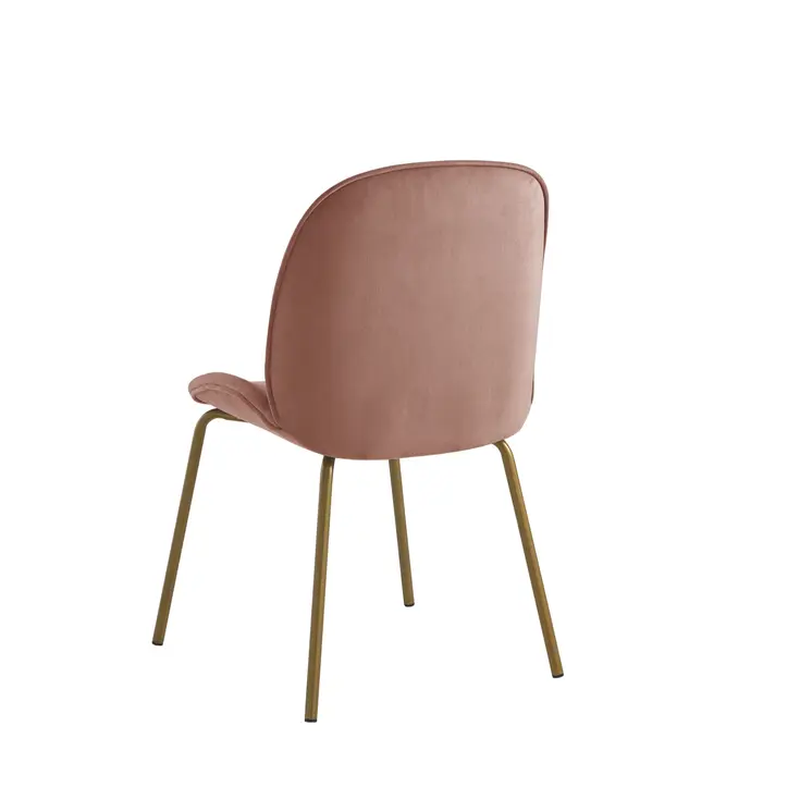 Set of Two Blush And Gold Upholstered Velvet Dining Side Chairs
