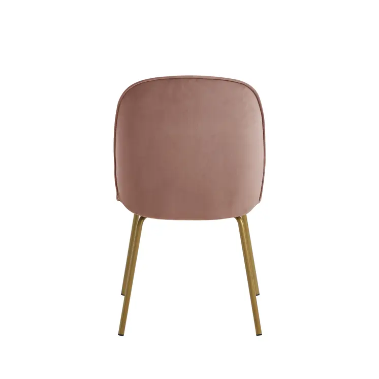Set of Two Blush And Gold Upholstered Velvet Dining Side Chairs