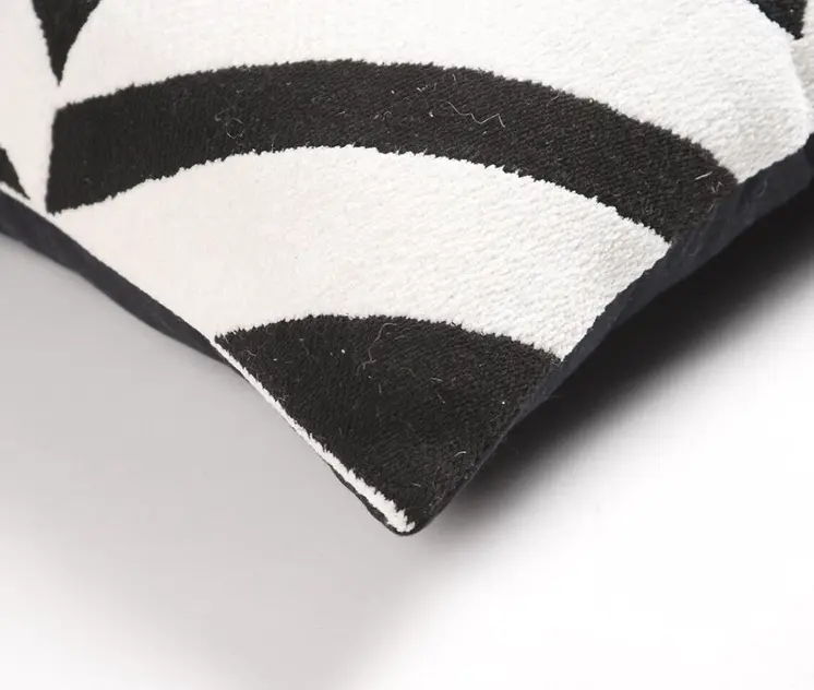 18" Black and White Geometric Polyester and Cotton Blend Throw Pillow Cover