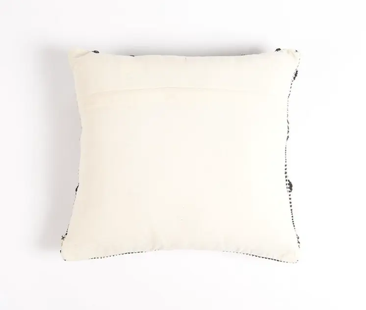 18" Beige and Black Diamond Cotton Blend Throw Pillow Cover