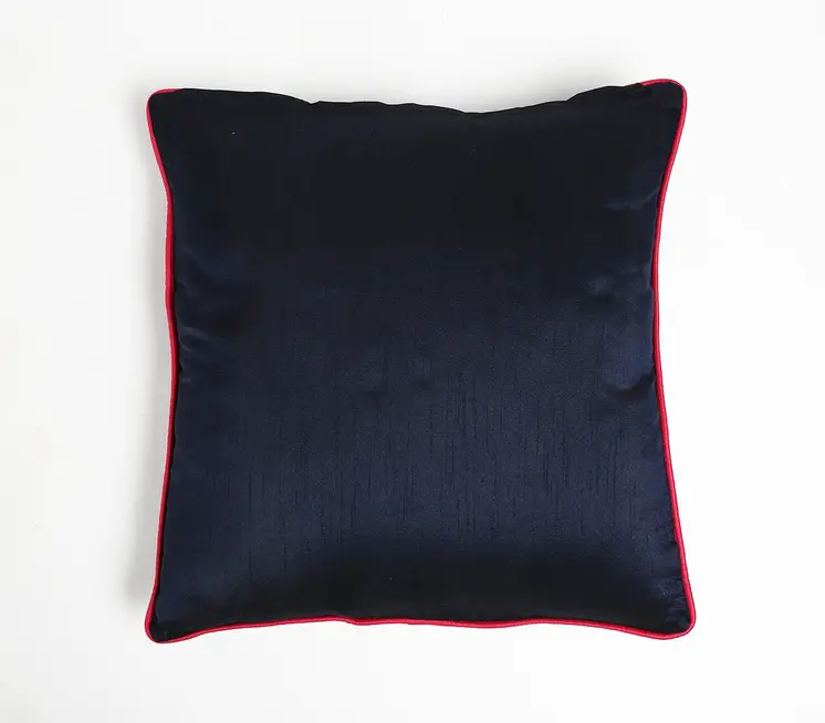 18" Blue and White Abstract Cotton Blend Throw Pillow Cover