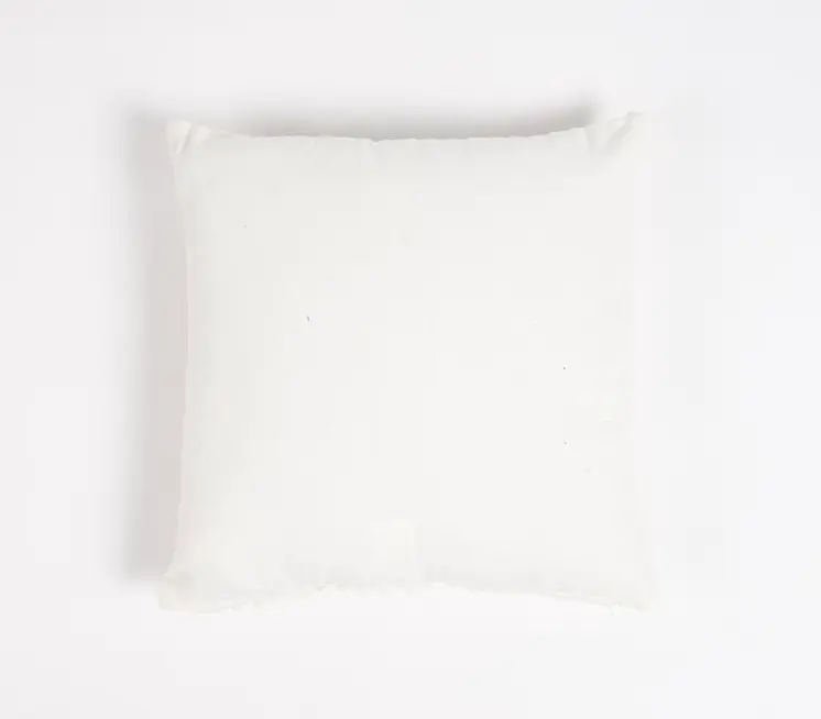 16" White Striped Cotton Throw Pillow Cover