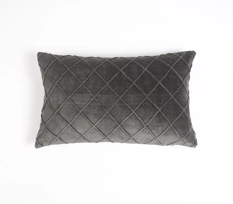 12" X 20" Gray Geometric Cotton Throw Pillow Cover