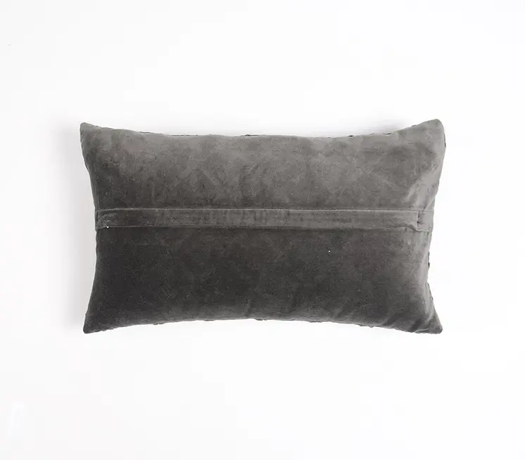 12" X 20" Gray Geometric Cotton Throw Pillow Cover