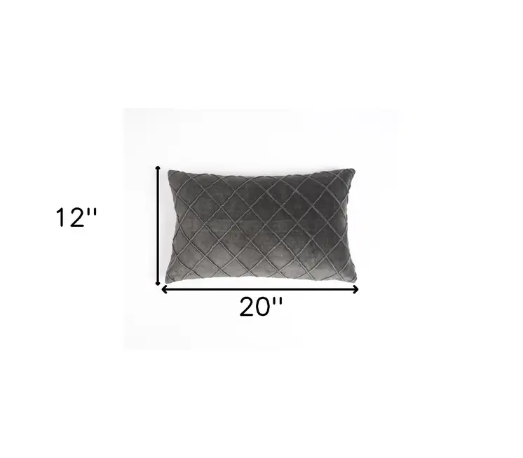 12" X 20" Gray Geometric Cotton Throw Pillow Cover