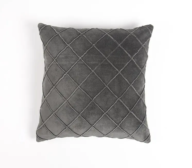 18" Gray Geometric Cotton Throw Pillow Cover