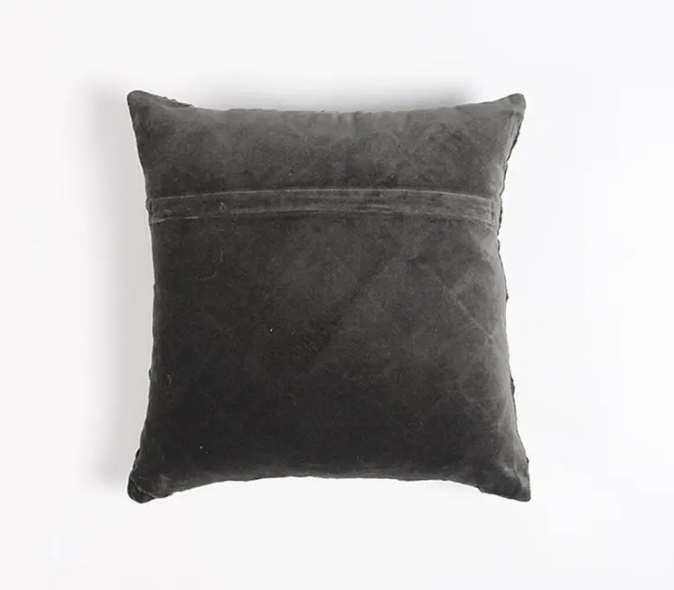 18" Gray Geometric Cotton Throw Pillow Cover