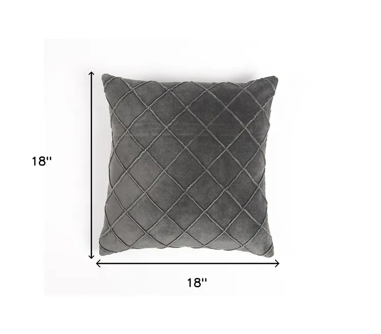 18" Gray Geometric Cotton Throw Pillow Cover