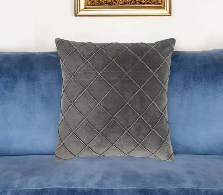 18" Gray Geometric Cotton Throw Pillow Cover