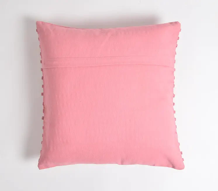 18" Pink Striped Cotton Throw Pillow Cover