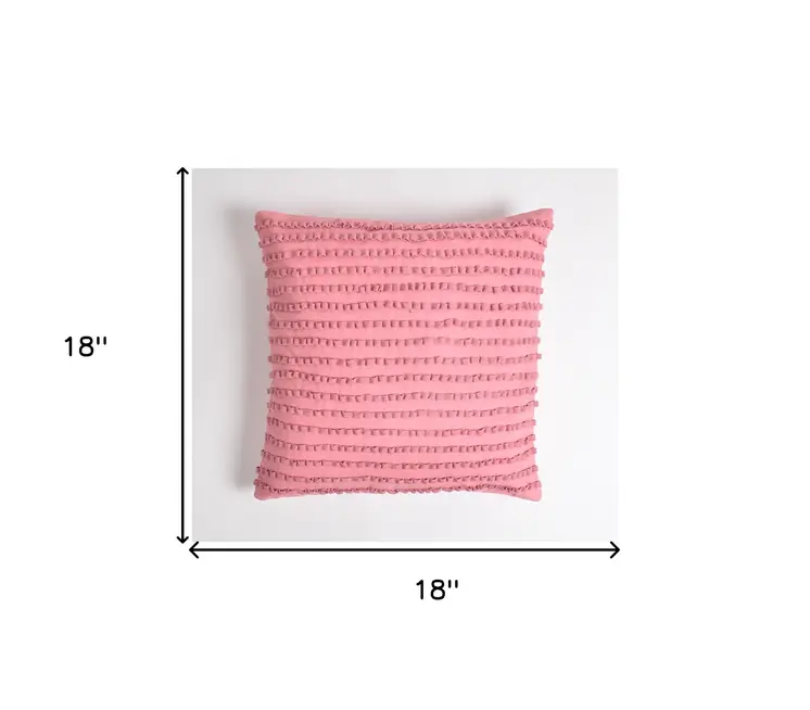 18" Pink Striped Cotton Throw Pillow Cover