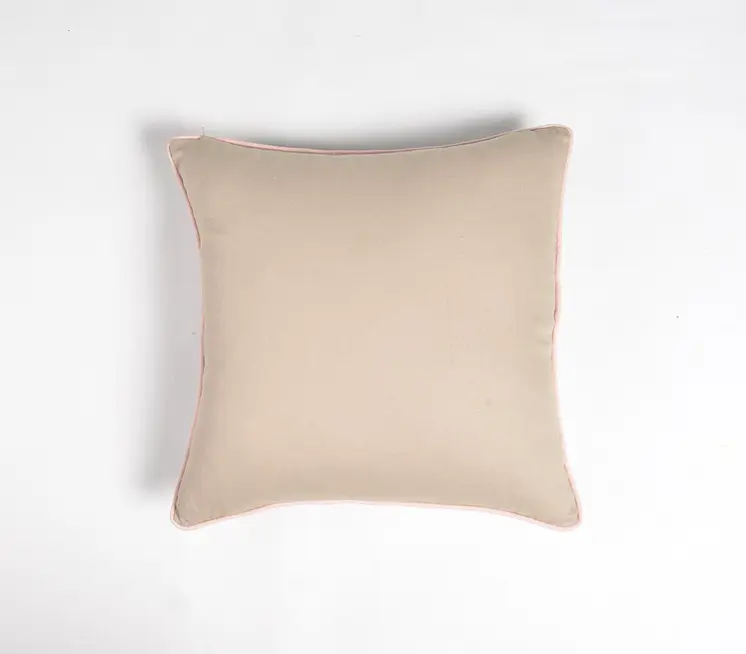 18" Pink and White Geometric Cotton Throw Pillow Cover