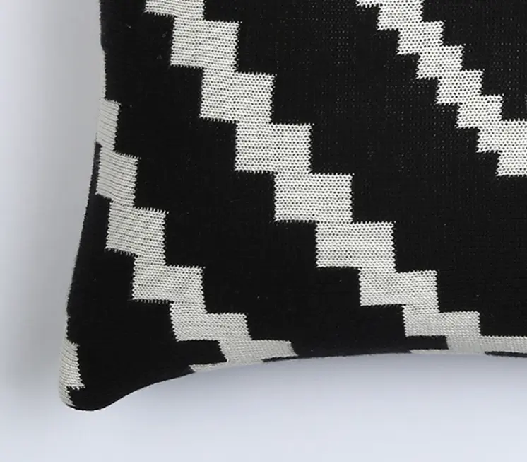 18" Black and White Geometric Cotton Throw Pillow Cover