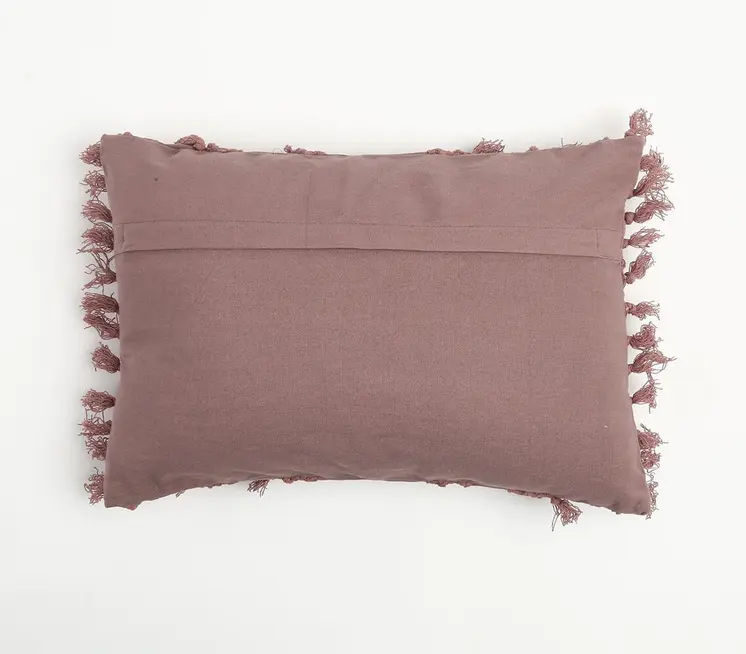 14" X 20" Mauve Handmade Indoor Outdoor Throw Pillow Cover With Tassels
