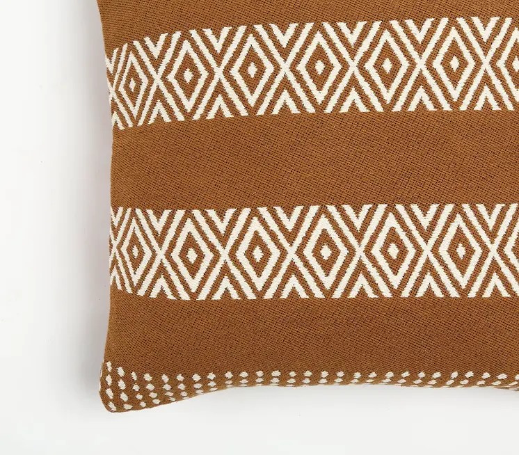 20" Rust and Ivory Handmade Striped Indoor Outdoor Throw Pillow Cover