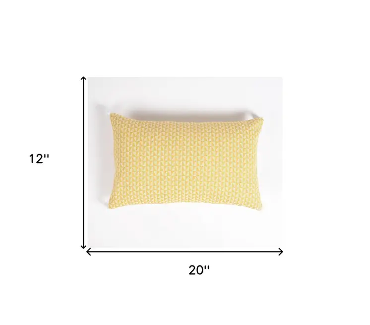 Set of Two 12" X 20" Yellow and White Geometric Cotton Throw Pillow Cover With Tassels