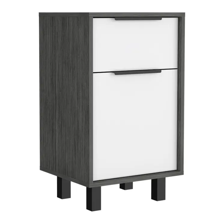 28" Gray Wood One Drawer Nightstand