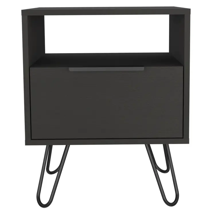 22" Black Wood Nightstand