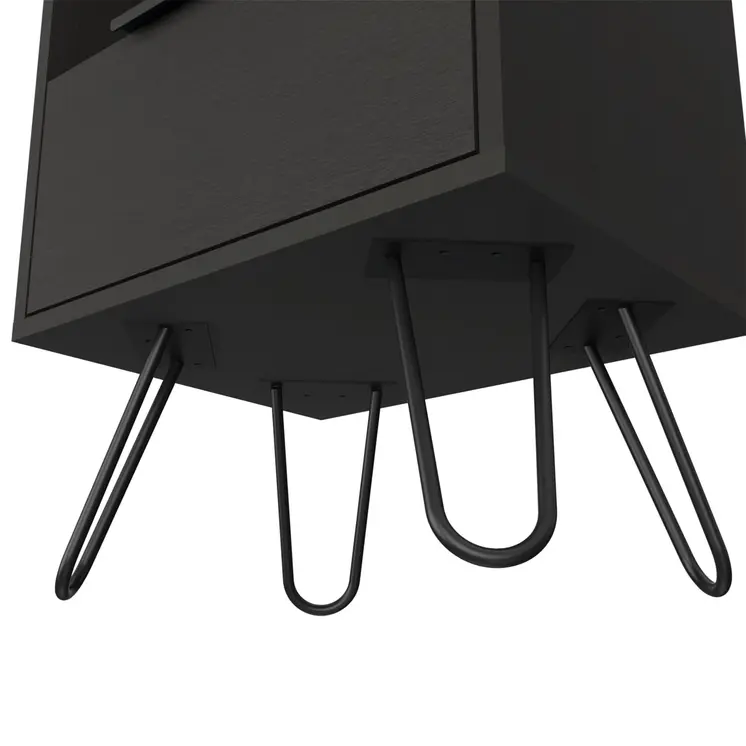 22" Black Wood Nightstand