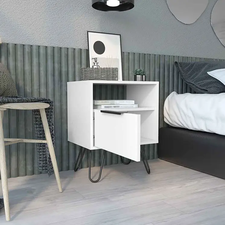 22" White Wood Nightstand