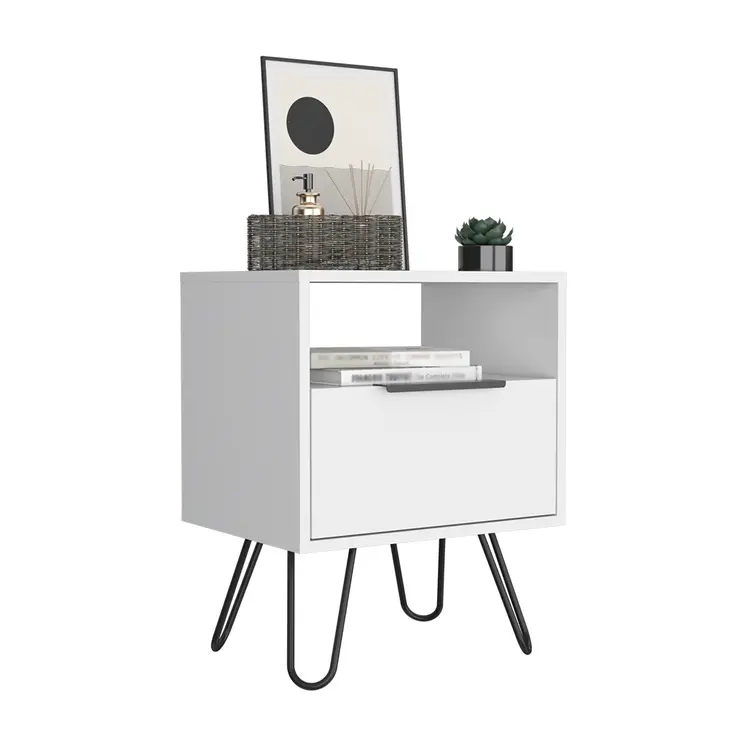 22" White Wood Nightstand