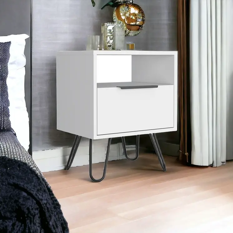 22" White Wood Nightstand