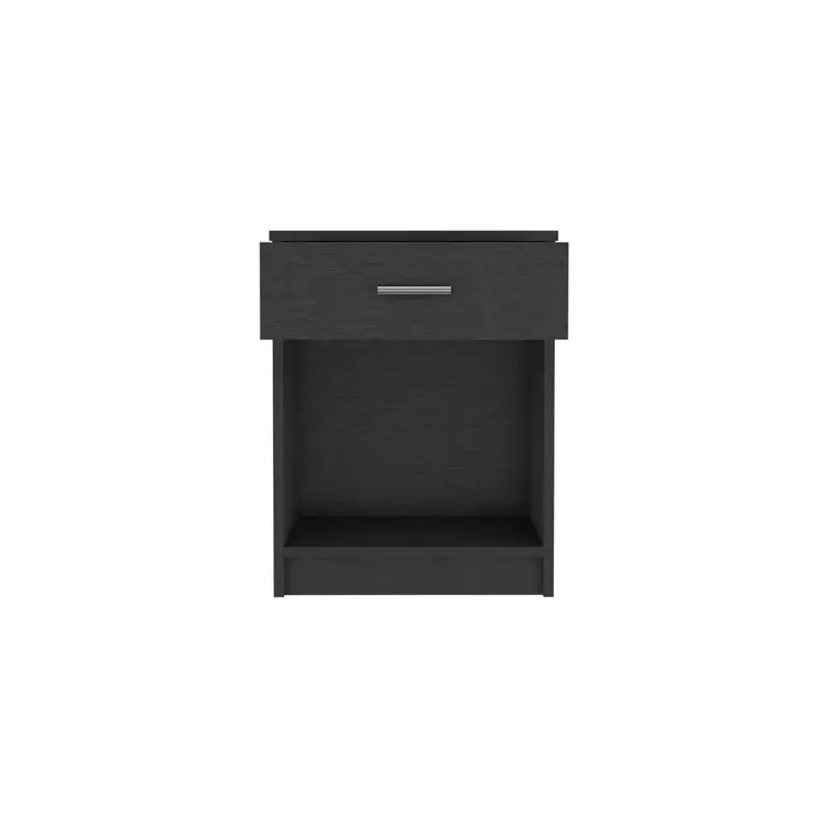 22" Black Wood One Drawer Nightstand