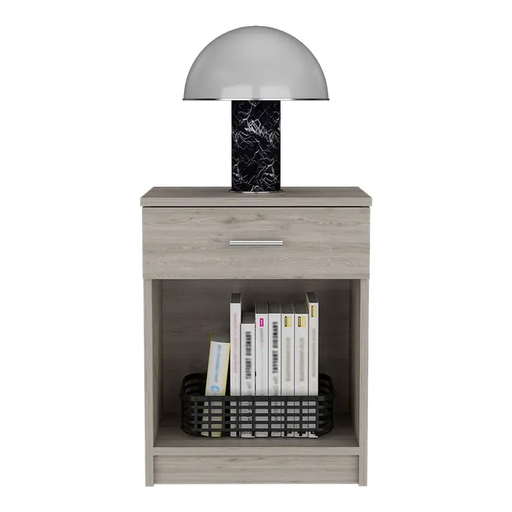 22" Gray Wood One Drawer Nightstand