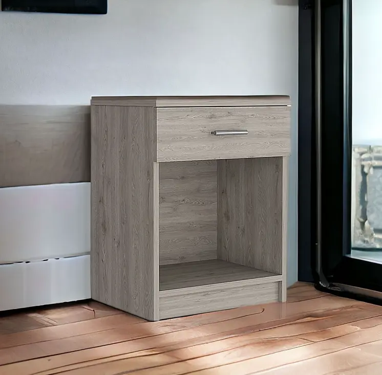 22" Gray Wood One Drawer Nightstand