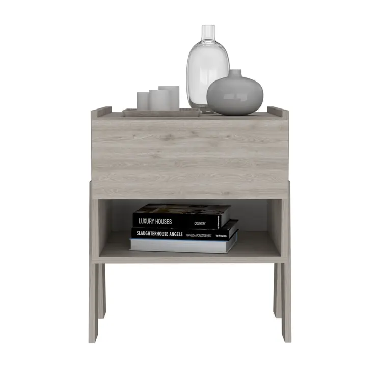 22" Gray Wood One Drawer Nightstand