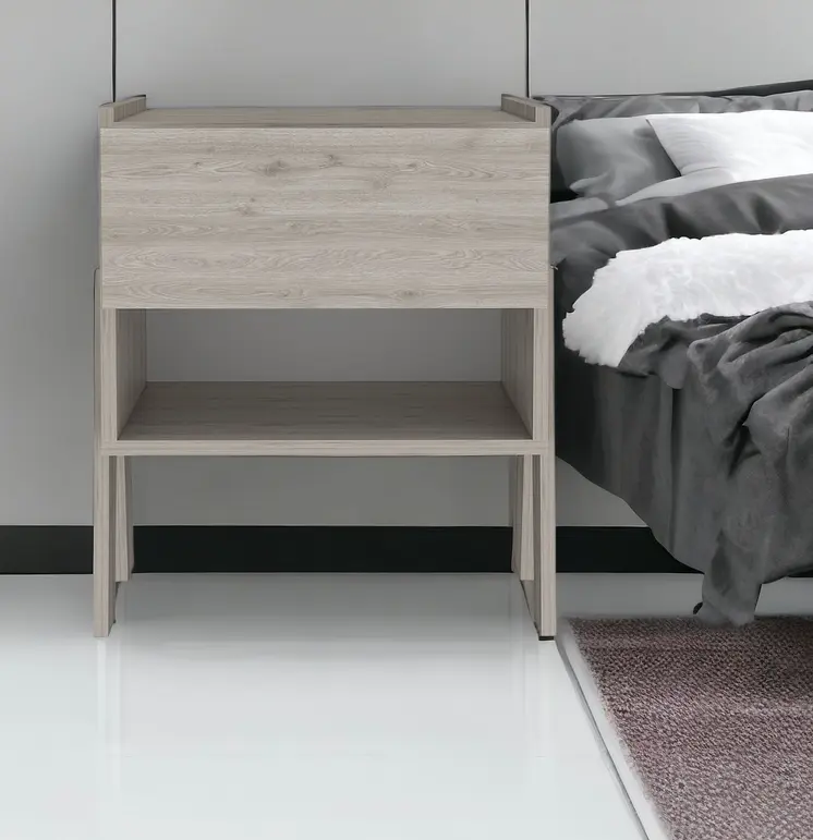 22" Gray Wood One Drawer Nightstand