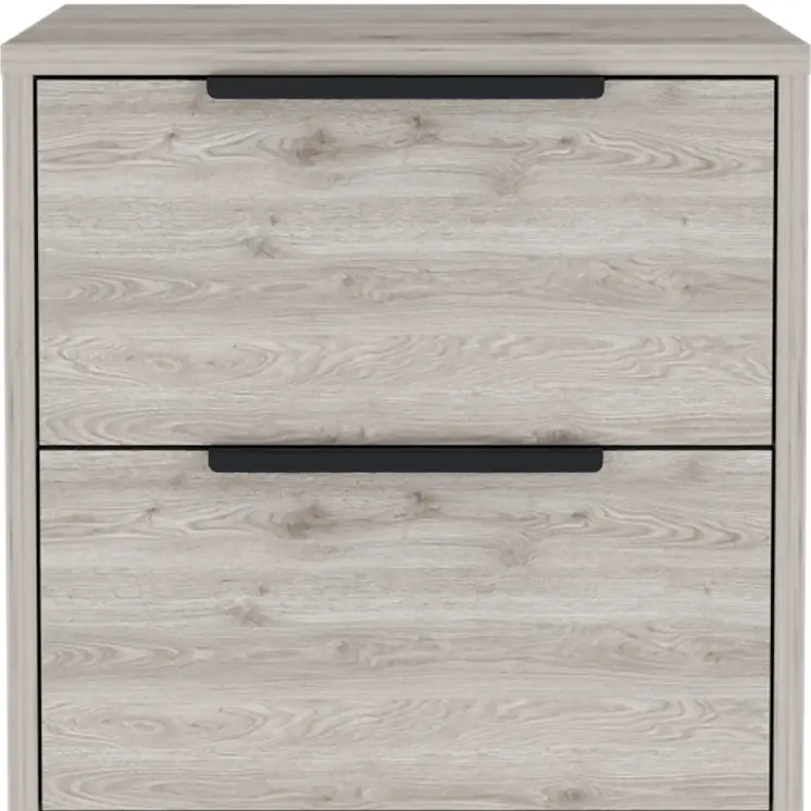 19" Gray Wood Two Drawer Nightstand