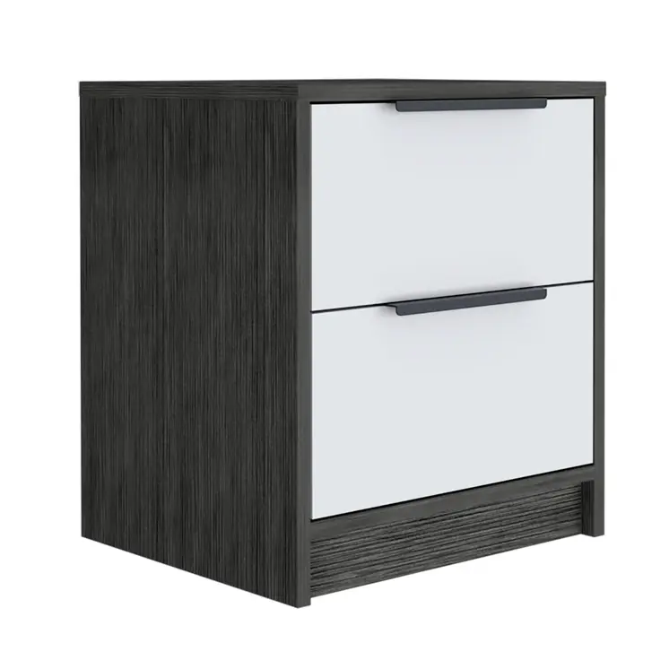 19" Gray Wood Two Drawer Nightstand