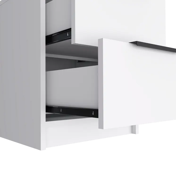 19" White Wood Two Drawer Nightstand