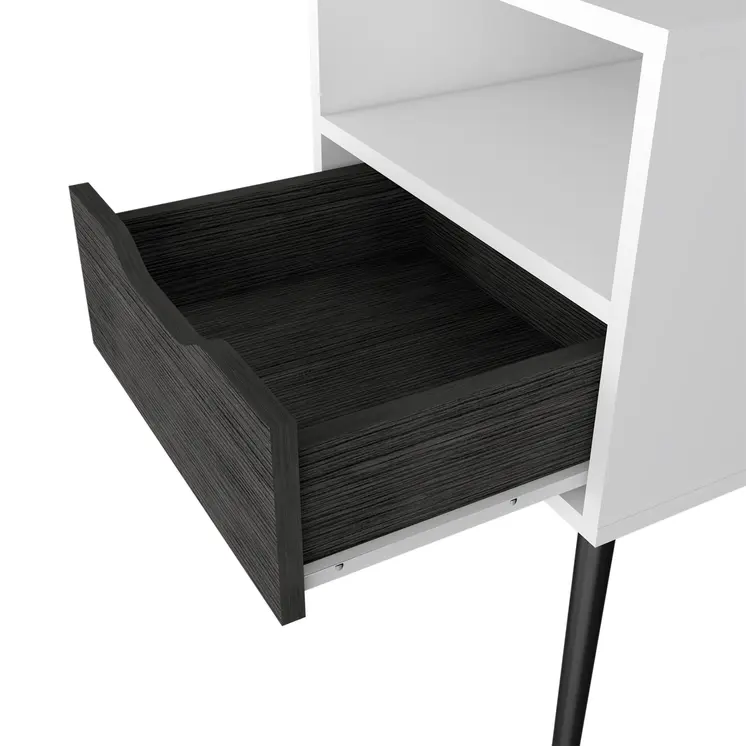 25" Gray Wood One Drawer Nightstand