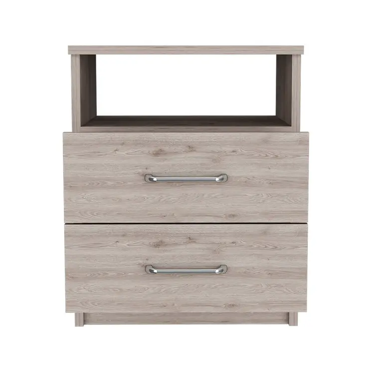 20" Gray Two Drawer Faux Wood Nightstand