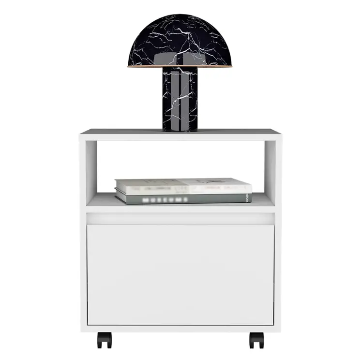 21" White Wood One Drawer Nightstand