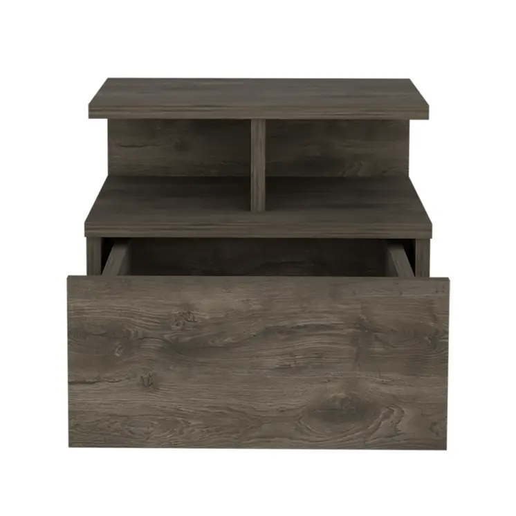 12" Brown Wood One Drawer Floating Nightstand
