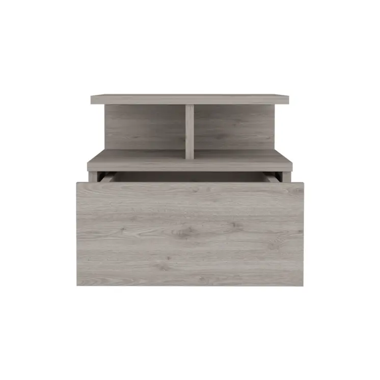 12" Gray Wood One Drawer Floating Nightstand