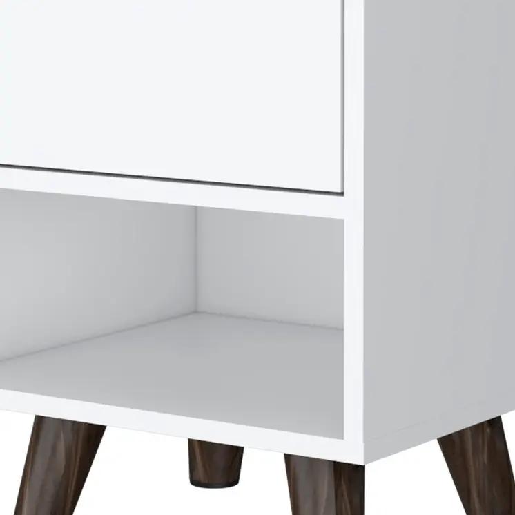 19" White Wood One Drawer Nightstand