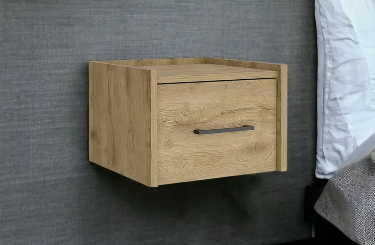 10" Beige One Drawer Faux Wood Nightstand