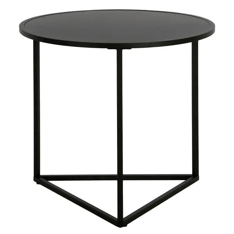 22" Black Steel Round End Table