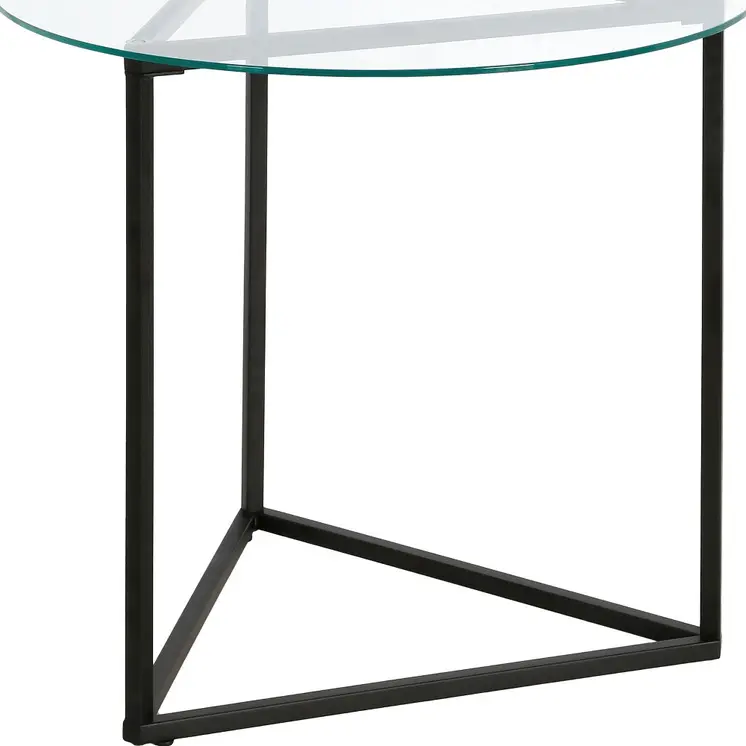 22" Black And Clear Glass And Steel Round End Table