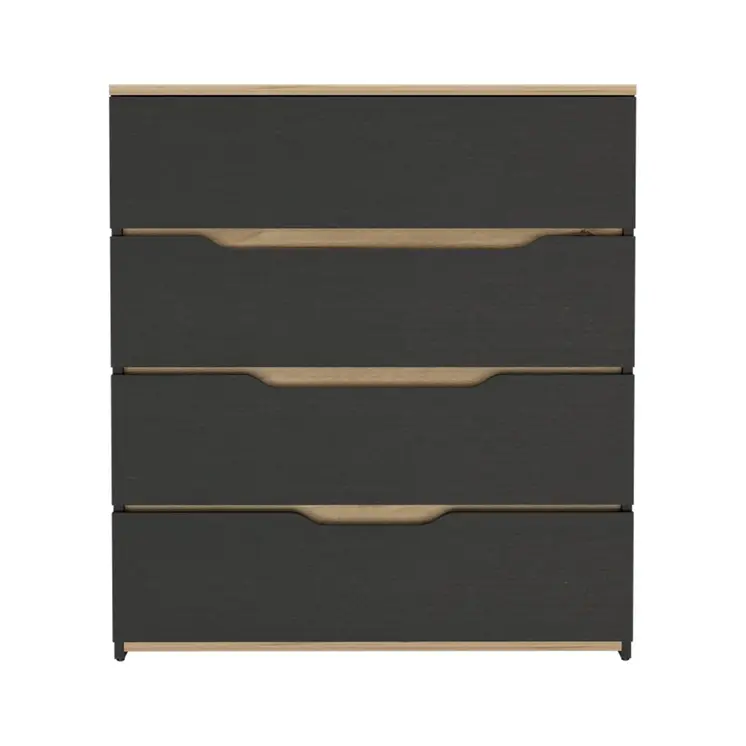 32" Natural And Black Four Drawer Dresser