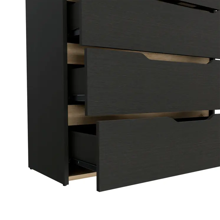 32" Natural And Black Four Drawer Dresser