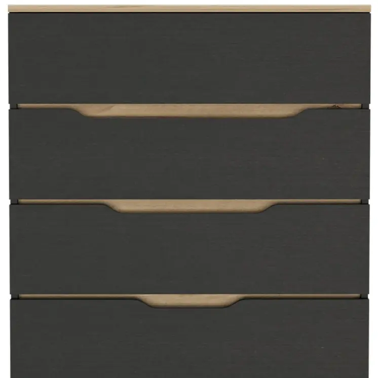32" Natural And Black Four Drawer Dresser