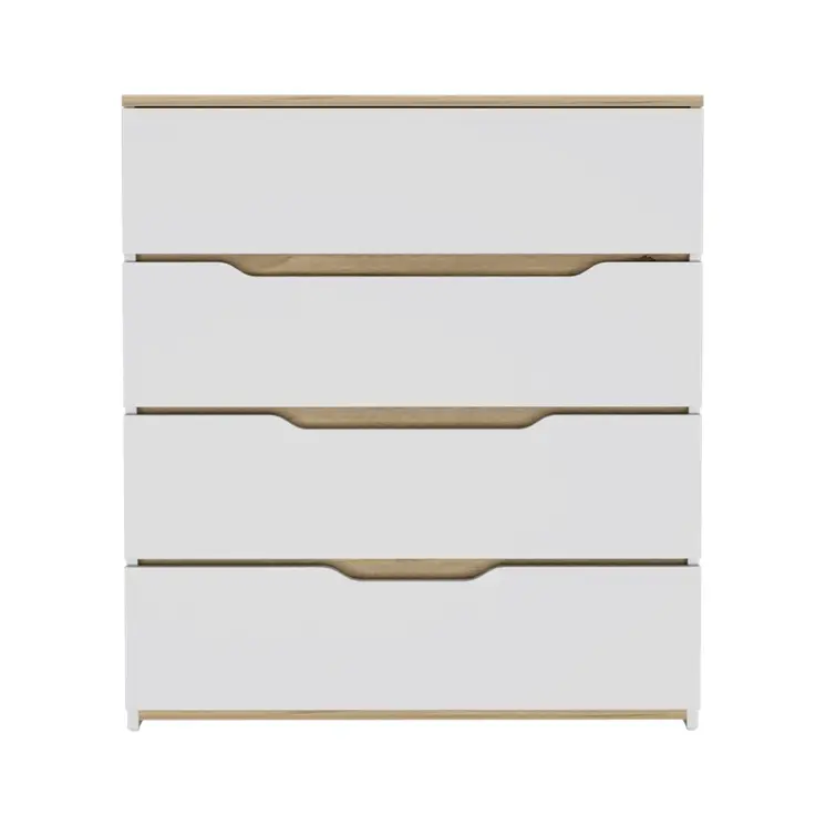 32" White and Natural Four Drawer Dresser