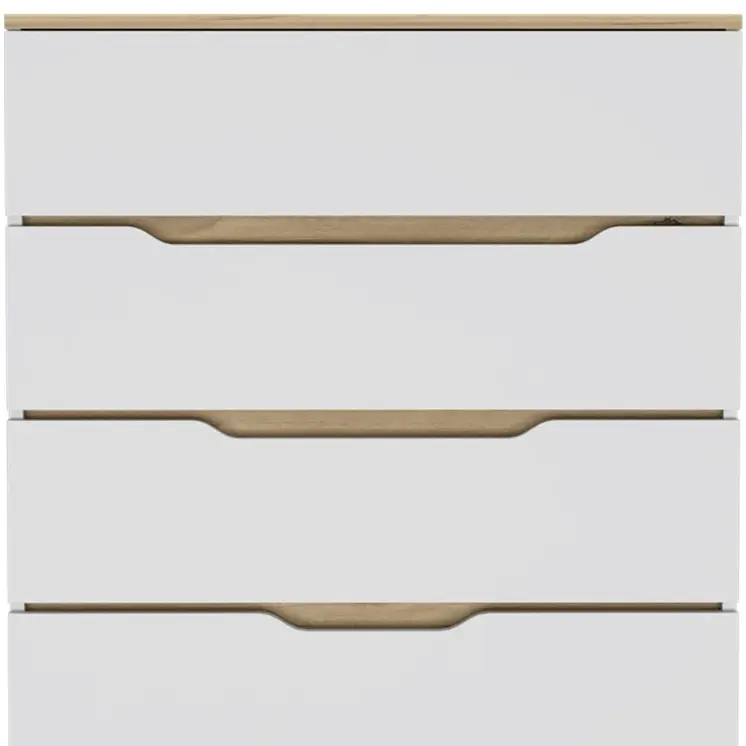 32" White and Natural Four Drawer Dresser