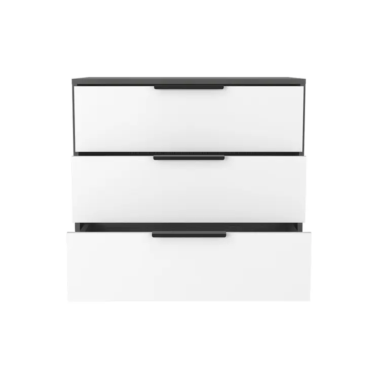 28" White and Gray Three Drawer Dresser